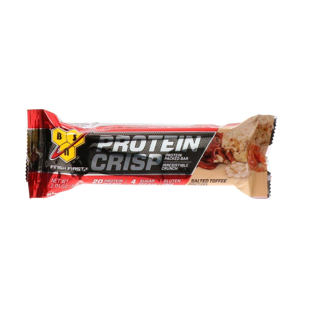 BSN, Protein Crisp, Packed Protein Bar, Salted Toffee Pretzel, 12 Bars, 2.01 oz (57 g) - HealthCentralUSA