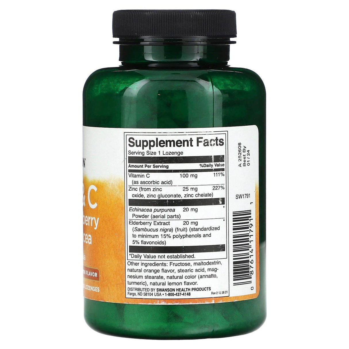 Swanson, Zinc & C With Elderberry & Echinacea, Orange & Lemon, 200 Lozenges - Supply Center USA