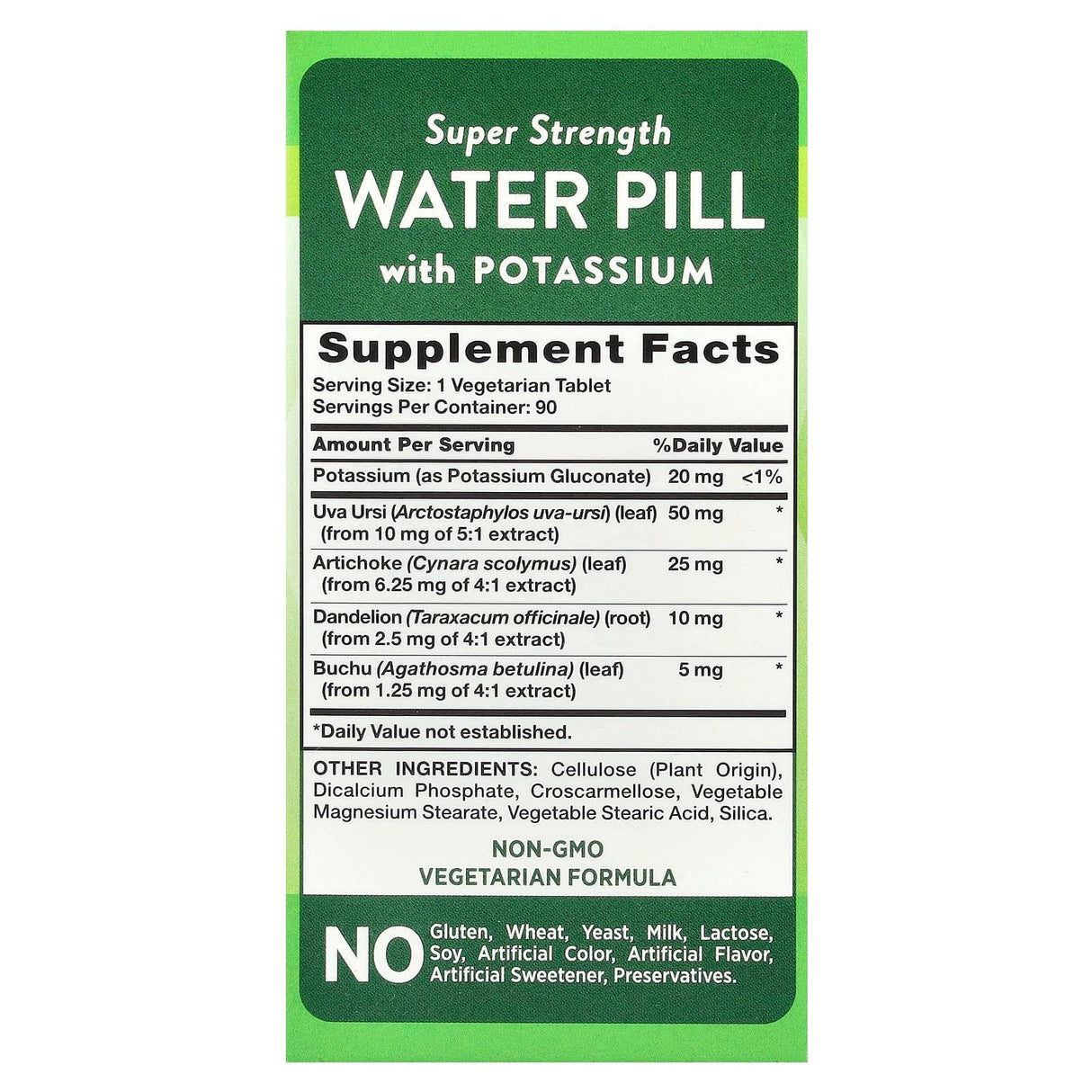 Nature's Truth, Super Strength Water Pill with Potassium, Caffeine Free, 90 Vegetarian Tablets - Supply Center USA