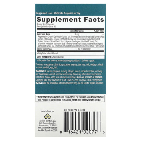 Ancient Nutrition, Turmeric, 90 Capsules - Supply Center USA