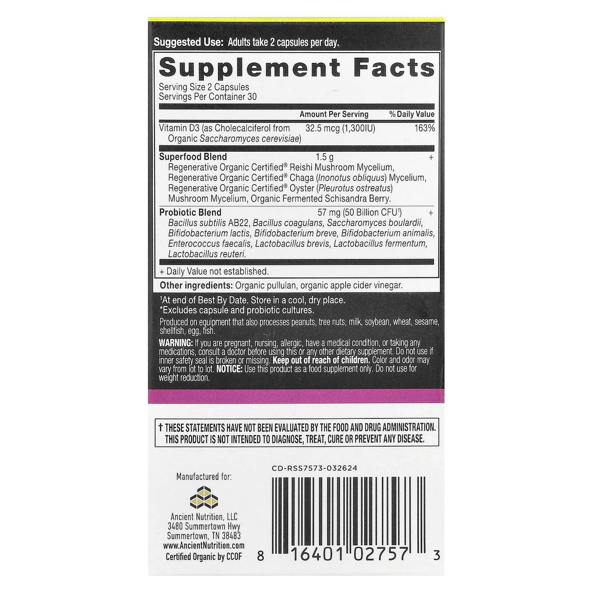 Ancient Nutrition, Women's Extra Strength Probiotics, 60 Capsules - Supply Center USA