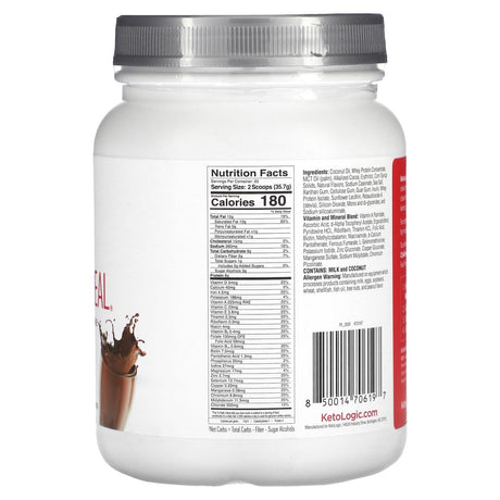 KetoLogic, KetoMeal, Meal Replacement Shake, Chocolate, 25.2 oz (714 g) - Supply Center USA