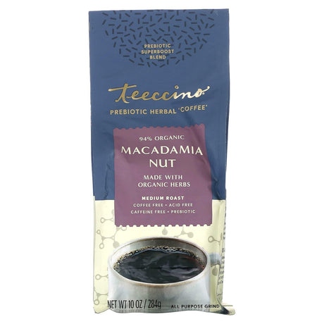 Teeccino, Prebiotic Herbal 'Coffee', Macadamia Nut, Medium Roast, Caffeine Free, 10 oz (284 g) - Supply Center USA