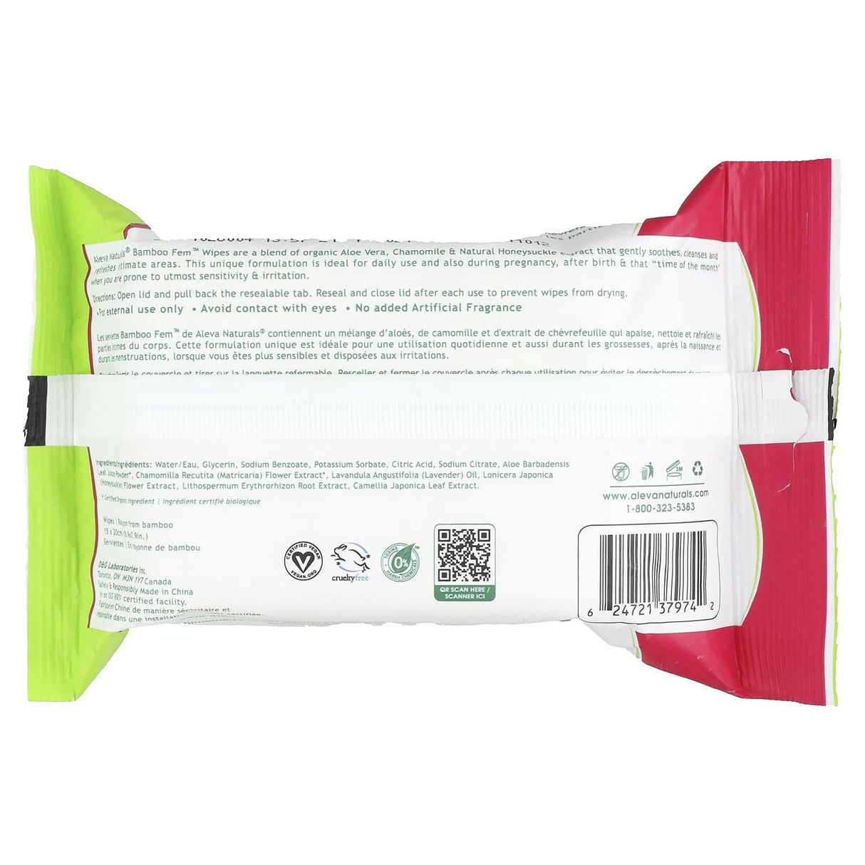 Aleva Naturals, Bamboo Fem Wipes, 30 Wipes - Supply Center USA