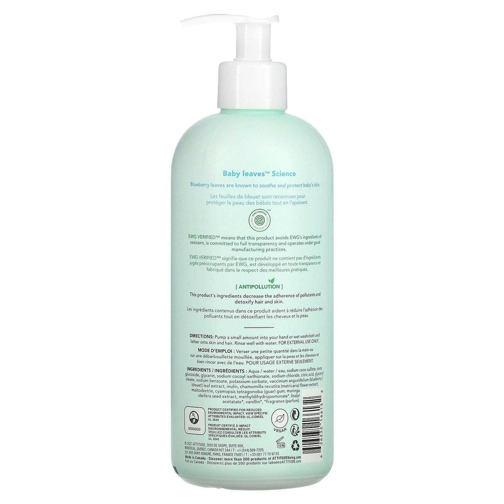 ATTITUDE, Baby Leaves Science, Shampoo & Body Wash, 16 fl oz (473 ml) - HealthCentralUSA