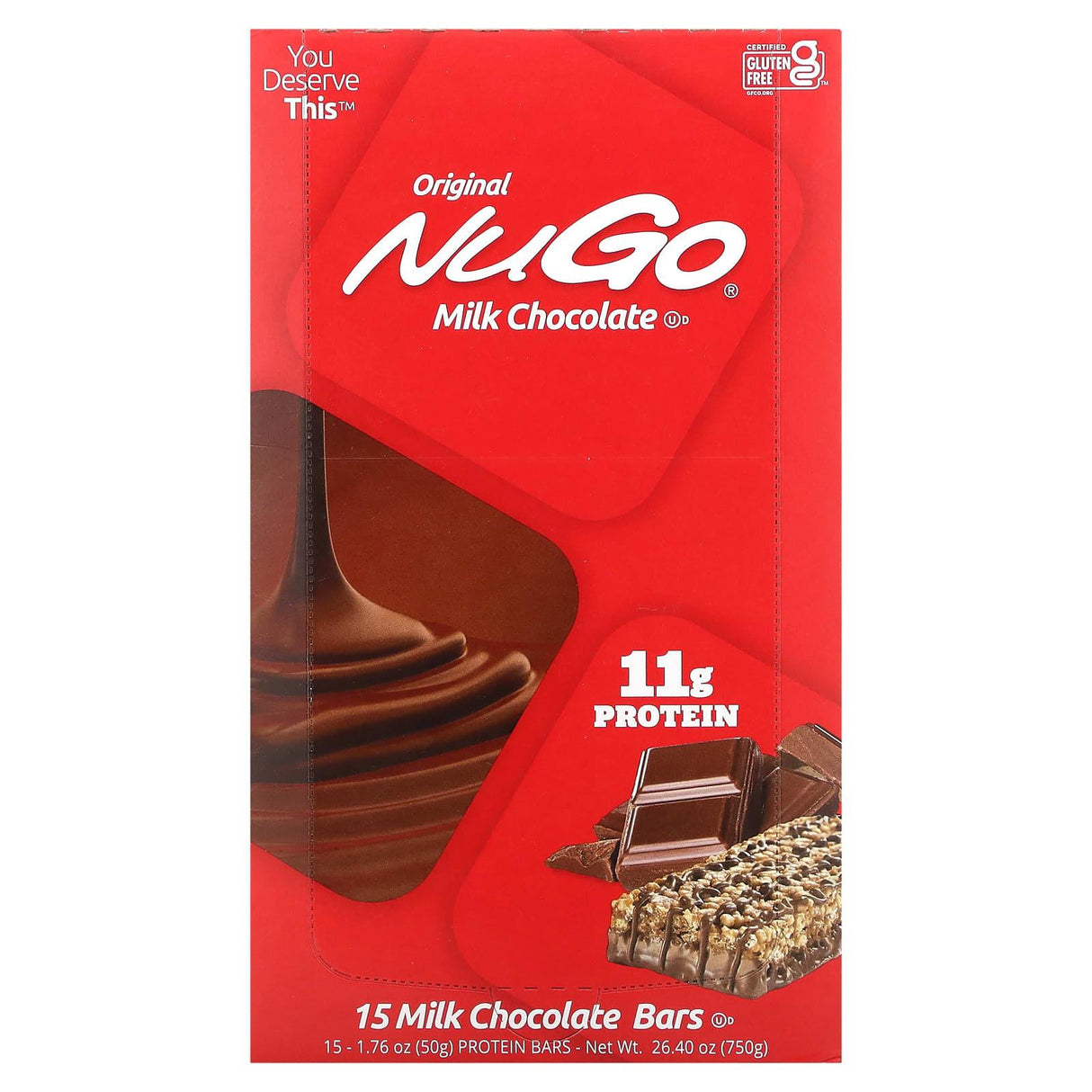 NuGo Nutrition, Original Bar, Milk Chocolate, 15 Bars, 1.76 oz (50 g) Each - Supply Center USA