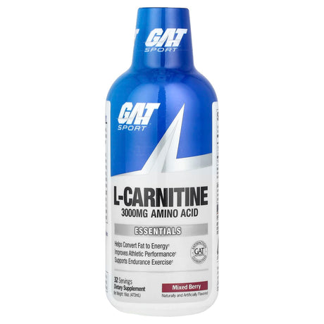 GAT, L-Carnitine, Amino Acid, Mixed Berry, 3,000 mg, 16 oz (473 ml) - Supply Center USA