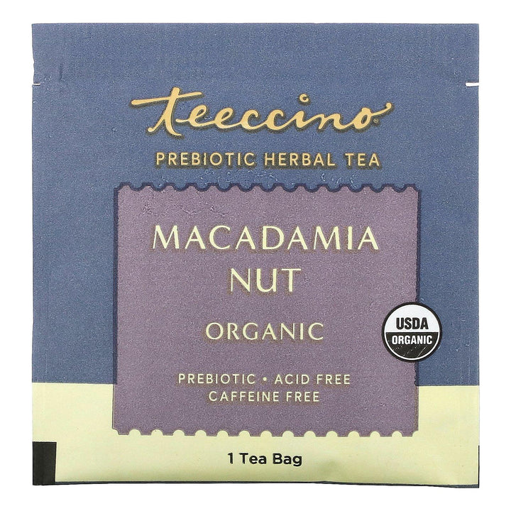 Teeccino, Prebiotic Herbal Tea, Macadamia Nut, Caffeine Free, 10 Tea Bags, 2.12 oz (60 g) - HealthCentralUSA