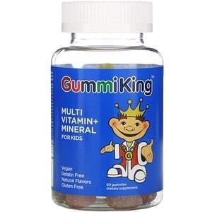 GummiKing, Multi-Vitamin + Mineral for Kids, Strawberry, Orange, Lemon, Grape, Cherry and Grapefruit, 60 Gummies - Supply Center USA