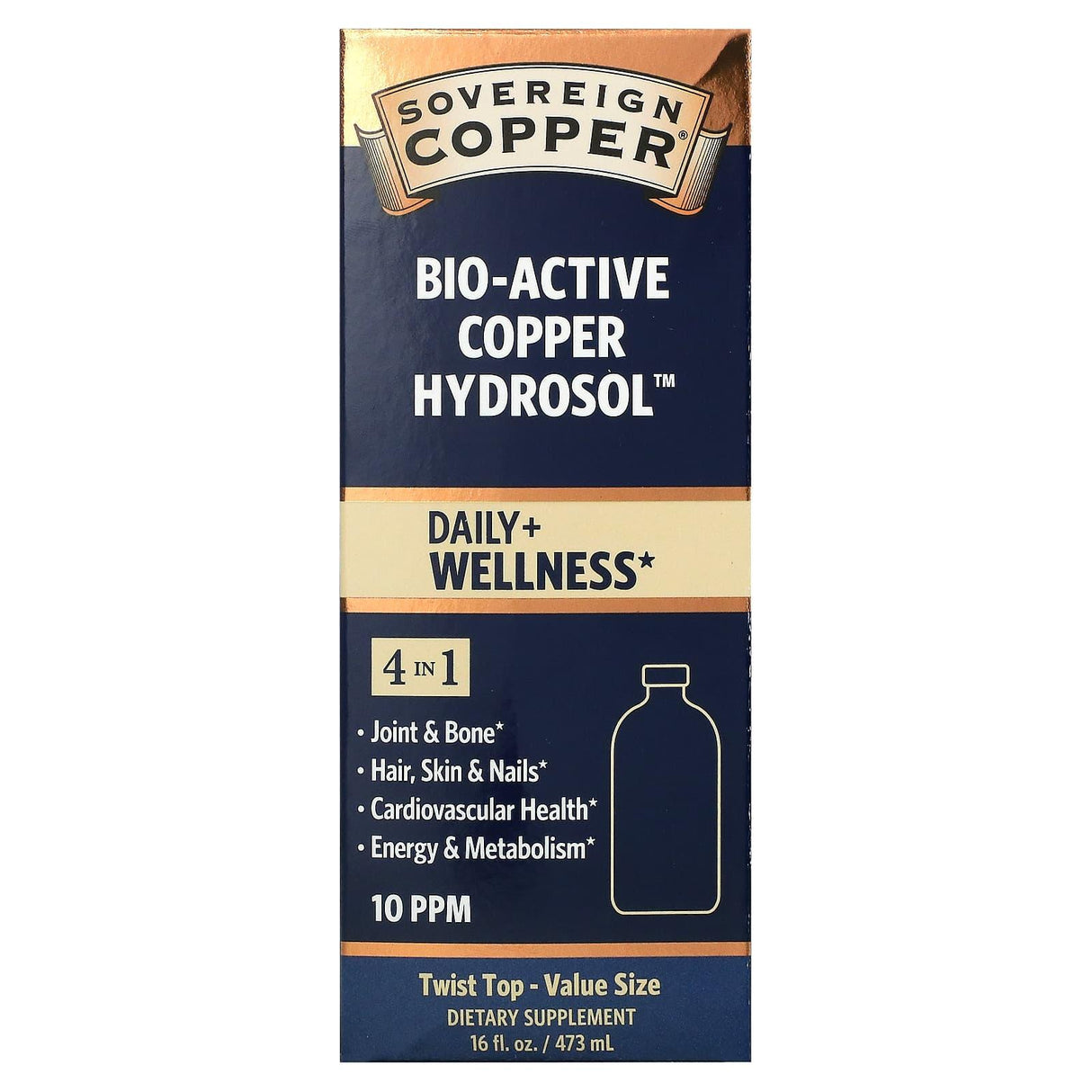 Sovereign Silver, Bio-Active Copper Hydrosol, 10 PPM, 8 oz (236 ml) - Supply Center USA