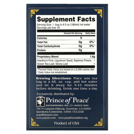 Prince of Peace, Herbal Tea, Blood Pressure, 18 Tea Bags, 1.14 oz (32.4 g) - Supply Center USA