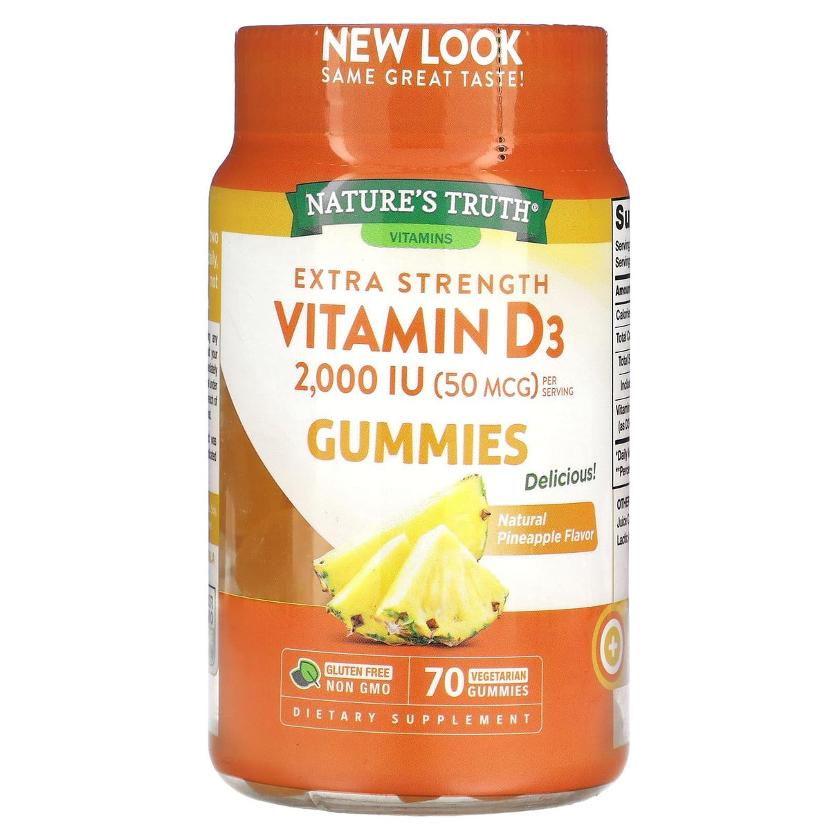 Nature's Truth, Extra Strength Vitamin D3, Natural Pineapple, 50 mcg (2,000 IU), 70 Vegetarian Gummies - Supply Center USA