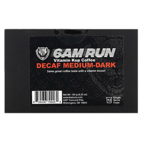 6AM Run, Vitamin Kup Coffee, Medium-Dark, Decaf, 12 Single Serve Cups, 4.23 oz (120 g) - Supply Center USA