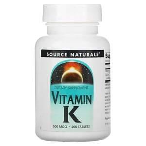 Source Naturals, Vitamin K, 500 mcg, 200 Tablets - Supply Center USA