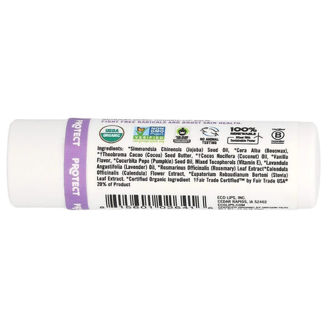 Eco Lips Inc., Lip Food, Protect, Organic Lip Balm, Vanilla Lavender And Pumpkin Seed Oil, 0.15 oz (4.25 g) - Supply Center USA