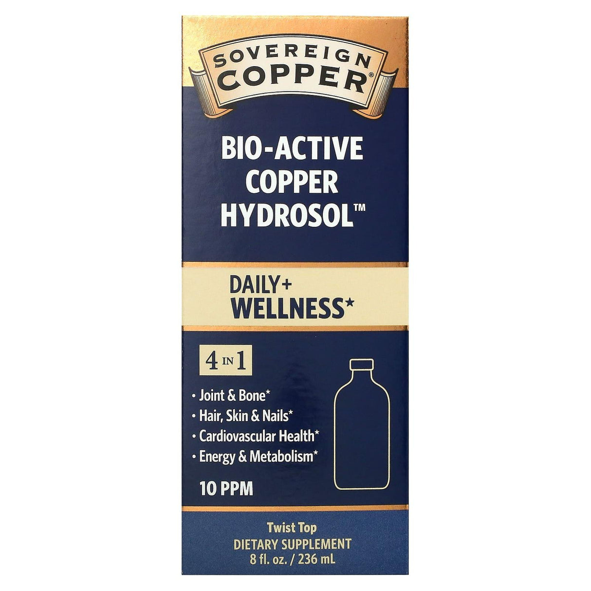 Sovereign Silver, Bio-Active Copper Hydrosol, 10 PPM, 4 fl oz (118 ml) - Supply Center USA