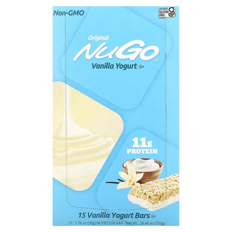 NuGo Nutrition, Original Bar, Vanilla Yogurt, 15 Bars, 1.76 oz (50 g) Each - Supply Center USA