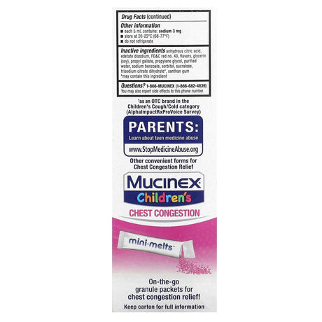 Mucinex, Children's, Multi-Symptom Cold, Ages 4+ Yrs, Very Berry, 4 fl oz (118 ml) - Supply Center USA