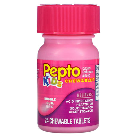 Pepto Bismol, Kids, Pepto Chewables, Bubble Gum, 24 Chewable Tablets - Supply Center USA