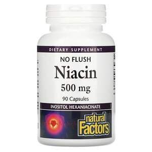 Natural Factors, No Flush Niacin, 500 mg, 90 Capsules - Supply Center USA