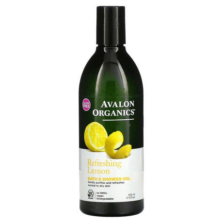 Avalon Organics, Bath & Shower Gel, Refreshing Lemon, 12 fl oz (355 ml) - Supply Center USA