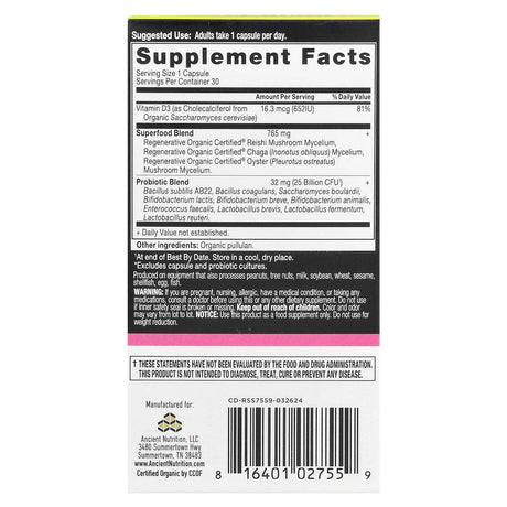 Ancient Nutrition, Women's Once Daily Probiotics, 30 Capsules - Supply Center USA