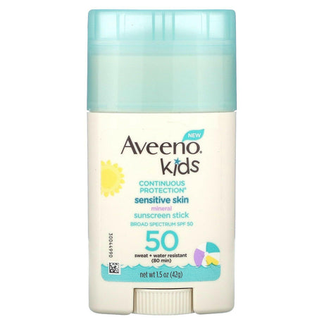 Aveeno, Kids, Sensitive Skin Sunscreen Stick, SPF 50, Fragrance-Free, 1.5 oz (42 g) - Supply Center USA