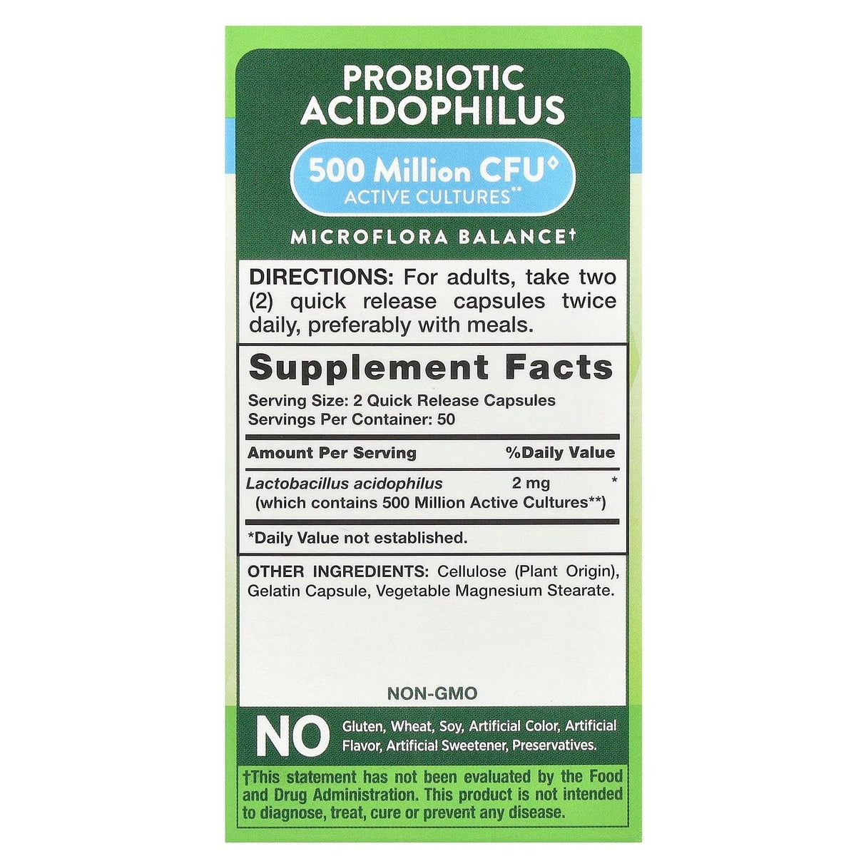 Nature's Truth, Probiotic Acidophilus, 2 mg , 100 Quick Release Capsules (1 mg per Capsule) - Supply Center USA