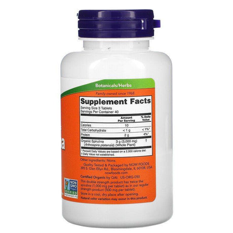 Now Foods, Certified Organic, Spirulina, 1,000 mg, 120 Tablets - Supply Center USA