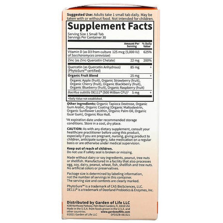 Garden of Life, Dr. Formulated, Vitamin D3 & Zinc, 30 Small Tabs - Supply Center USA