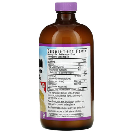 Bluebonnet Nutrition, Liquid Calcium, Magnesium Citrate Plus Vitamin D3, Natural Lemon, 16 fl oz (472 ml) - Supply Center USA