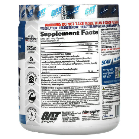 GAT, Sport, NITRAFLEX, Blue Raspberry, 10.6 oz (300 g) - Supply Center USA