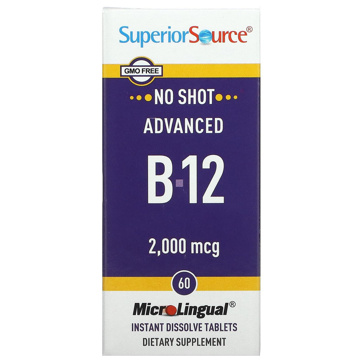 Superior Source, Advanced B-12, 2,000 mcg, 60 MicroLingual Instant Dissolve Tablets - Supply Center USA