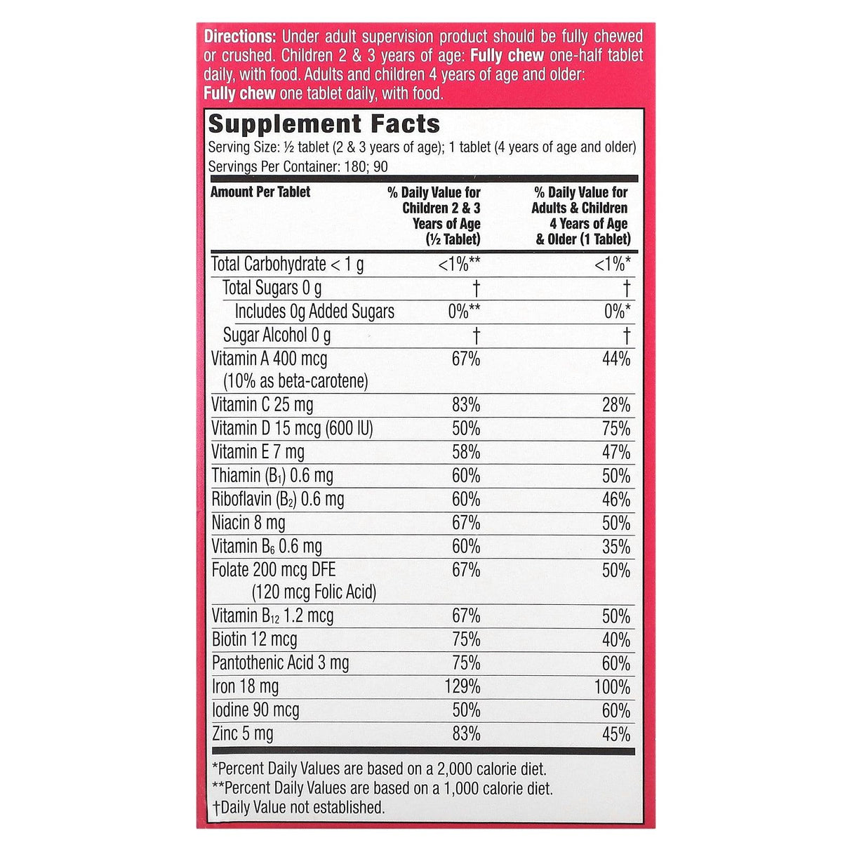 Flintstones, Children's Multivitamin, Plus Extra Iron, 90 Chewable Tablets - Supply Center USA