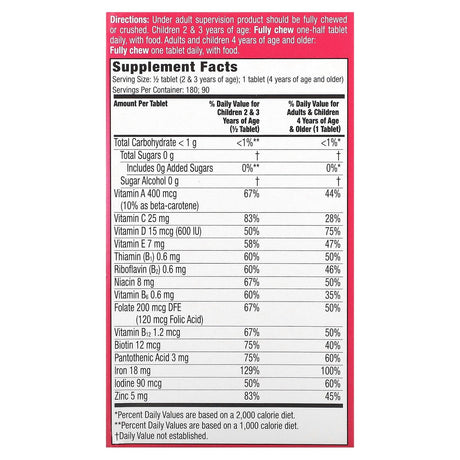 Flintstones, Children's Multivitamin, Plus Extra Iron, 90 Chewable Tablets - Supply Center USA