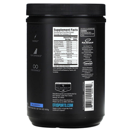 EFX Sports, Training Ground, PRE, Blueberry, 1 lb 1.64 oz (500 g) - Supply Center USA