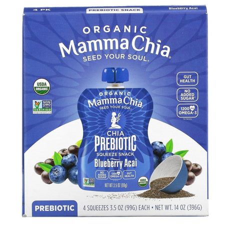 Mamma Chia, Organic Chia Prebiotic Squeeze Snack, Strawberry Lemonade, 4 Pack, 3.5 oz (99 g) Each - Supply Center USA