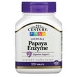 21st Century, Papaya Enzyme, Chewable, 100 Tablet - Supply Center USA