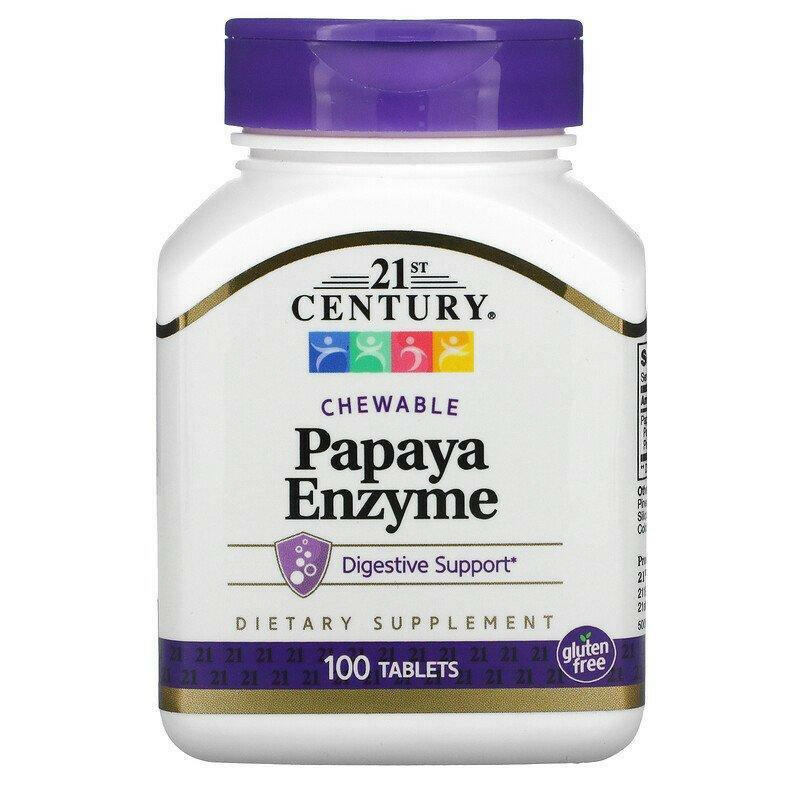 21st Century, Papaya Enzyme, Chewable, 100 Tablet - HealthCentralUSA