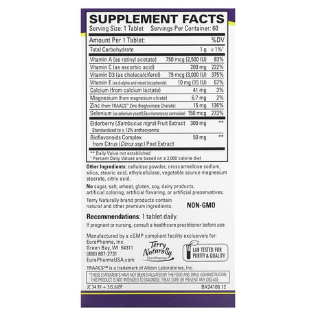 Terry Naturally, ViraPro, Elderberry Immune Blend, 60 Tablets - Supply Center USA