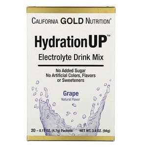 California Gold Nutrition, HydrationUP, Electrolyte Drink Mix, Grape, 20 Packets, 0.17 oz (4.7 g) Each - Supply Center USA