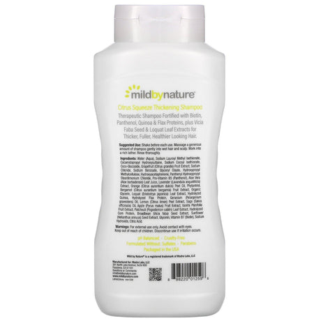 Mild By Nature, Thickening B-Complex + Biotin Shampoo by Madre Labs, No Sulfates, Citrus Squeeze, 16 fl oz (473 ml) - HealthCentralUSA