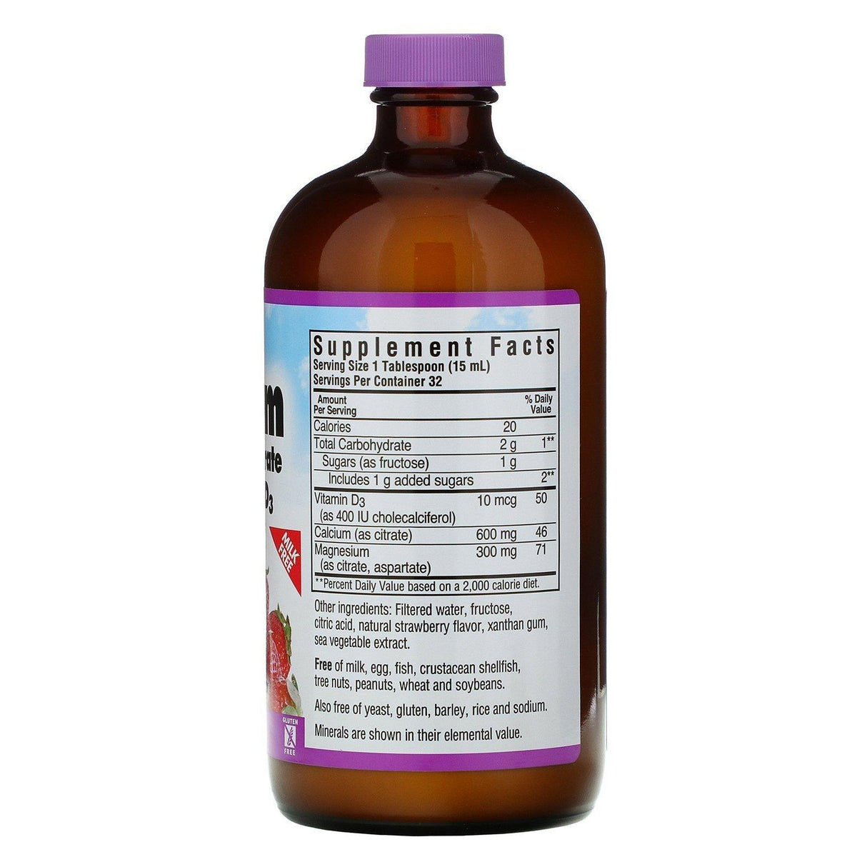 Bluebonnet Nutrition, Liquid Calcium, Magnesium Citrate Plus Vitamin D3, Natural Strawberry Flavor, 16 fl oz (472 ml) - Supply Center USA