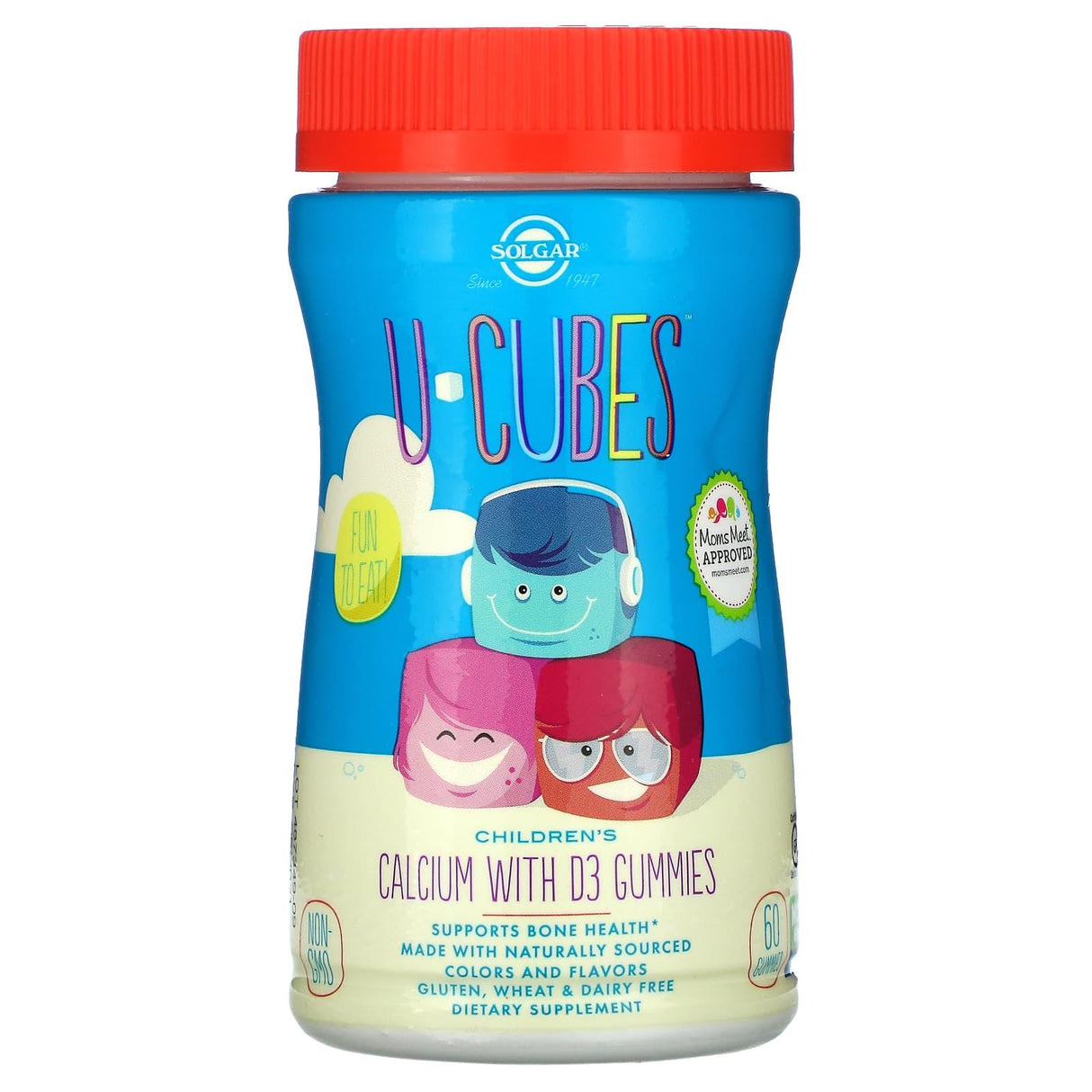 Solgar, U-Cubes, Children's Calcium With D3, Pink Lemonade, Blueberry, Strawberry, 60 Gummies - Supply Center USA