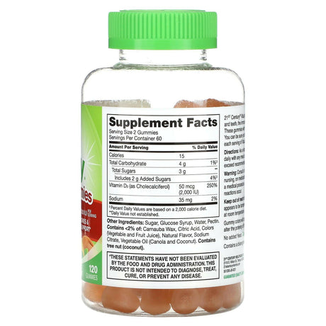 21st Century, VitaJoy Gummies, Daily D3, Peach, 25 mcg (1,000 IU), 120 Gummies - Supply Center USA