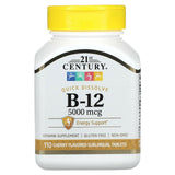 21st Century, B-12, Cherry, 5,000 mcg, 110 Sublingual Tablets - Supply Center USA