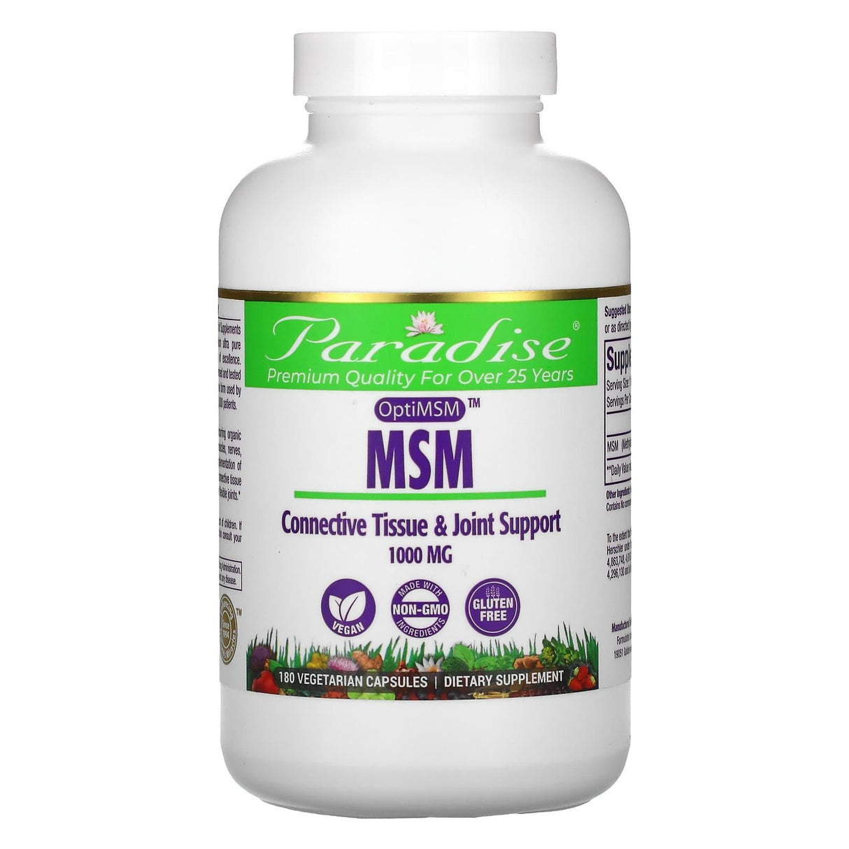 Paradise Herbs, MSM, 1,000 mg, 90 Vegetarian Capsules - Supply Center USA