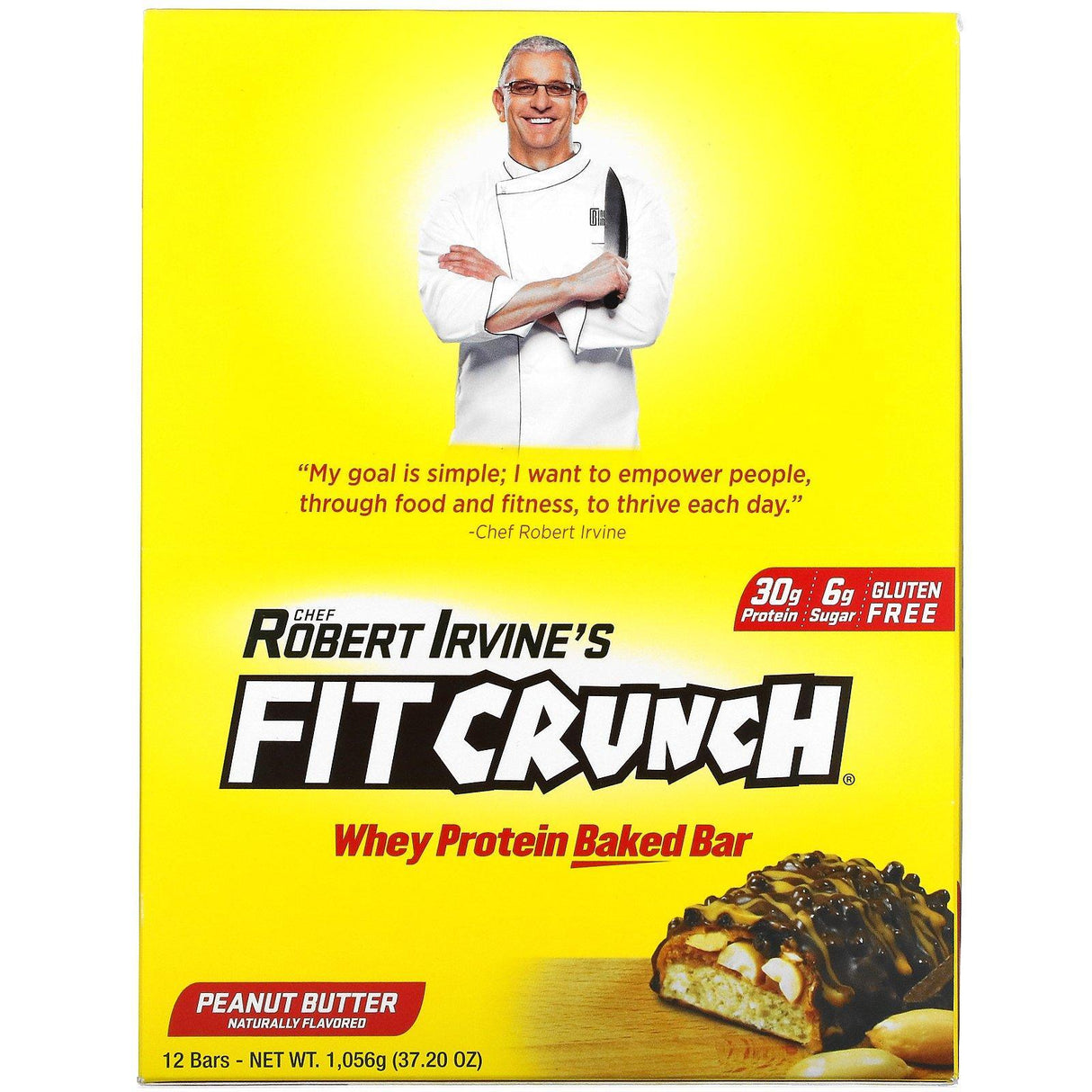 FITCRUNCH, Whey Protein Baked Bar, Peanut Butter, 12 Bars, (3.10 oz) 88 g Each - Supply Center USA