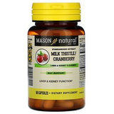 Mason Natural, Milk Thistle/Cranberry, Standardized Extract, Liver & Kidney Cleanser, 60 Capsules - Supply Center USA