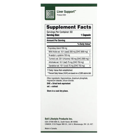 Bell Lifestyle, Liver Support, 60 Veggie Capsules - Supply Center USA